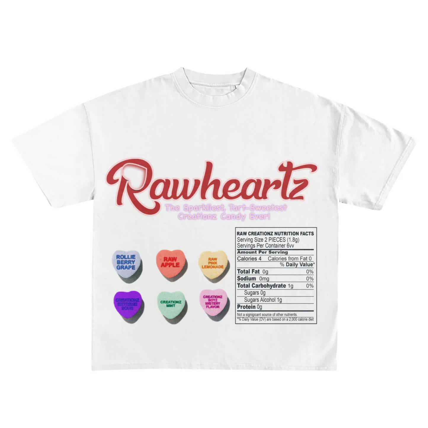 Oversized "Rawheartz" White Tee