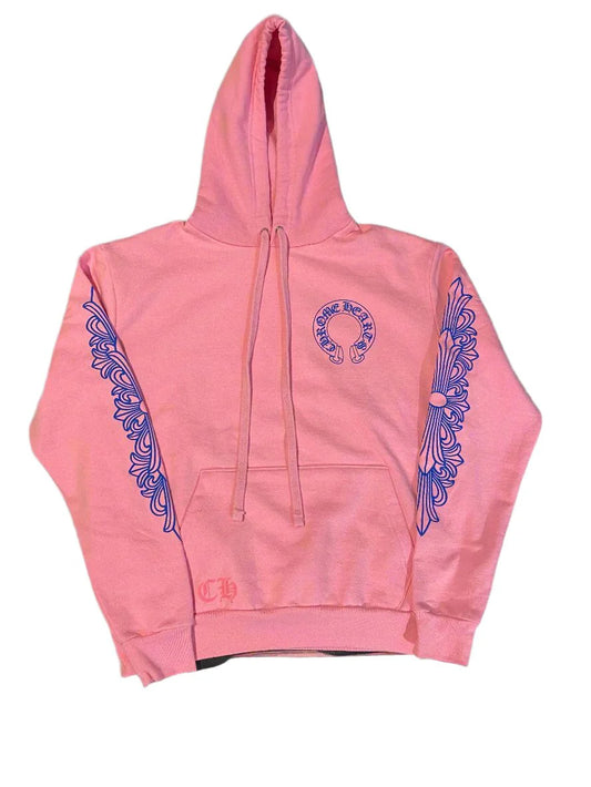 Chrome Hearts Floral Horseshoe Hoodie Pink/Blue