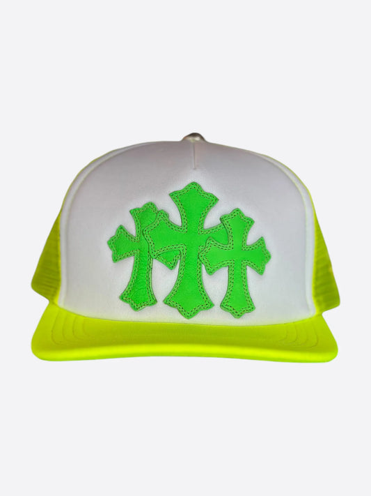 Chrome Hearts Neon Green Cementery Cross Patch Trucker