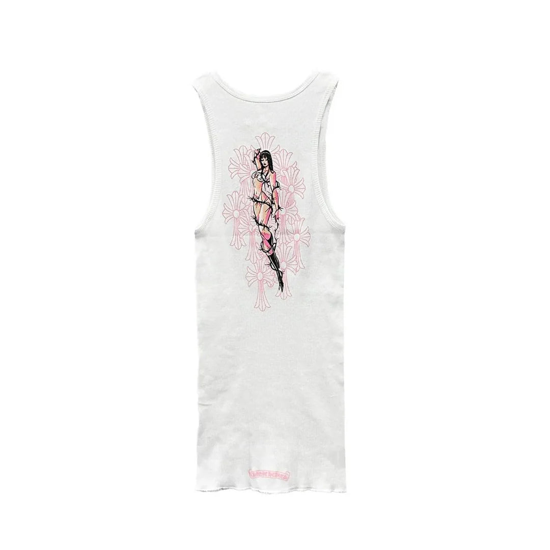 Chrome Hearts Deadly Doll Tank Top White/Pink